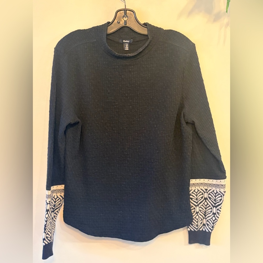 HATLEY Black Weaved Knit Mock Neck Sweater
